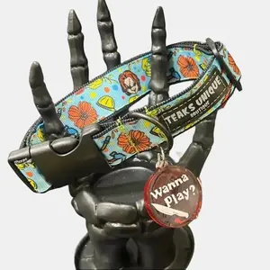 Handmade Chucky Horror Movie Dog Collar 1 inch Thick Ribbon Durable Nylon Webbing All Sizes Perfect Fit for Your Dog Unique Accessory