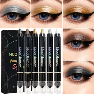 6Pcs MooGlamor Eyeshadow Pencil Smudgeproof Waterproof Cream Silkworm Stick Long Lasting Matte Finish Portable Buildable Eye Makeup Pens Daily SummerVibes Cosmetic