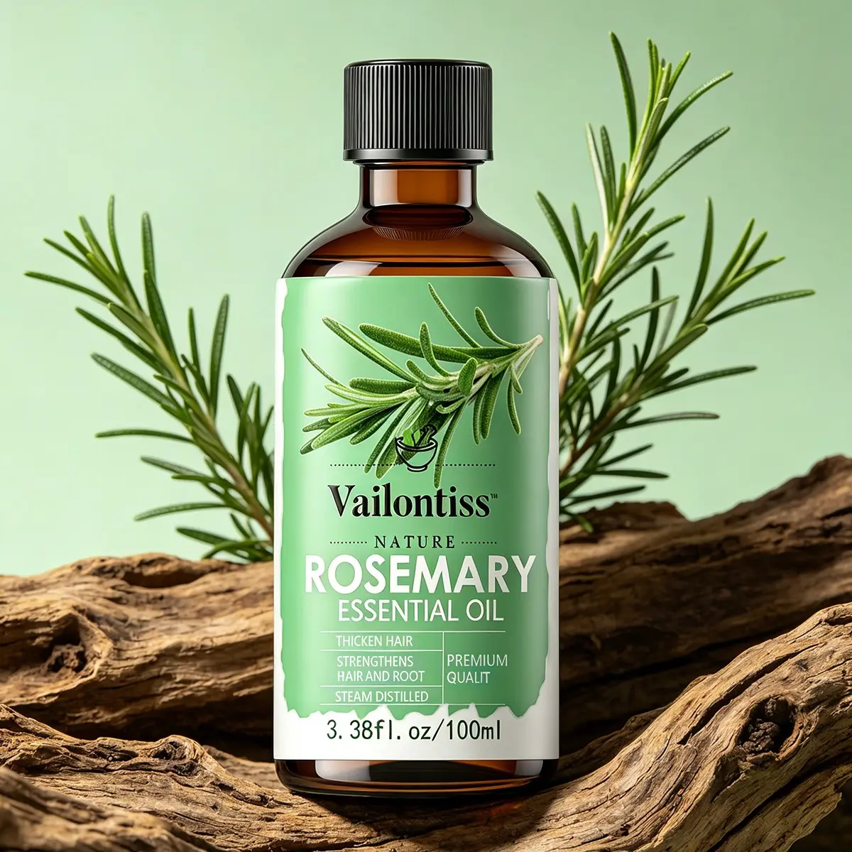 Rosemary Essential Oil (3.38 fl.oz) with Dropper | Natural Herbal Hair Growth Oil, Hair Treatment Oil for Thicker-Looking Hair, Scalp Care, Skincare, Haircare, Massage, Aromatherapy & Diffuser, Thicker Fuller Hair, Hair Nourishing Oil