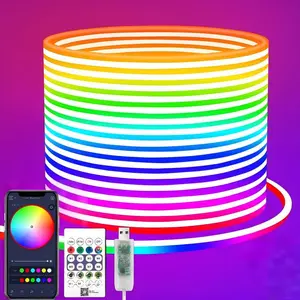 USB Powered LED Strip Light，Flexible  Neon Rope Lights - App & Remote Control, IP67 Waterproof, Music Sync for Perfect Glow for a Date Night  Bedroom Decors, Remote Led Light, Rgb Colorful Led Rgb Ambient Lighting