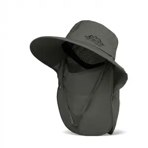 SummerVibes 2026 New Wide Brim Sun Hat with Detachable Face Mask, UPF 50+ Fishing Hat Breathable Mesh, Outdoor Bucket Hat with Neck Flap for Hiking Gardening Beach, Unisex