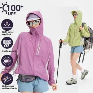 Kongshan Rain Outdoor Sun Protection Clothing for Women UPF100+ Sun Protection Clothing for Men Hooded Lightweight Cool Skin Clothing Couple Waterproof