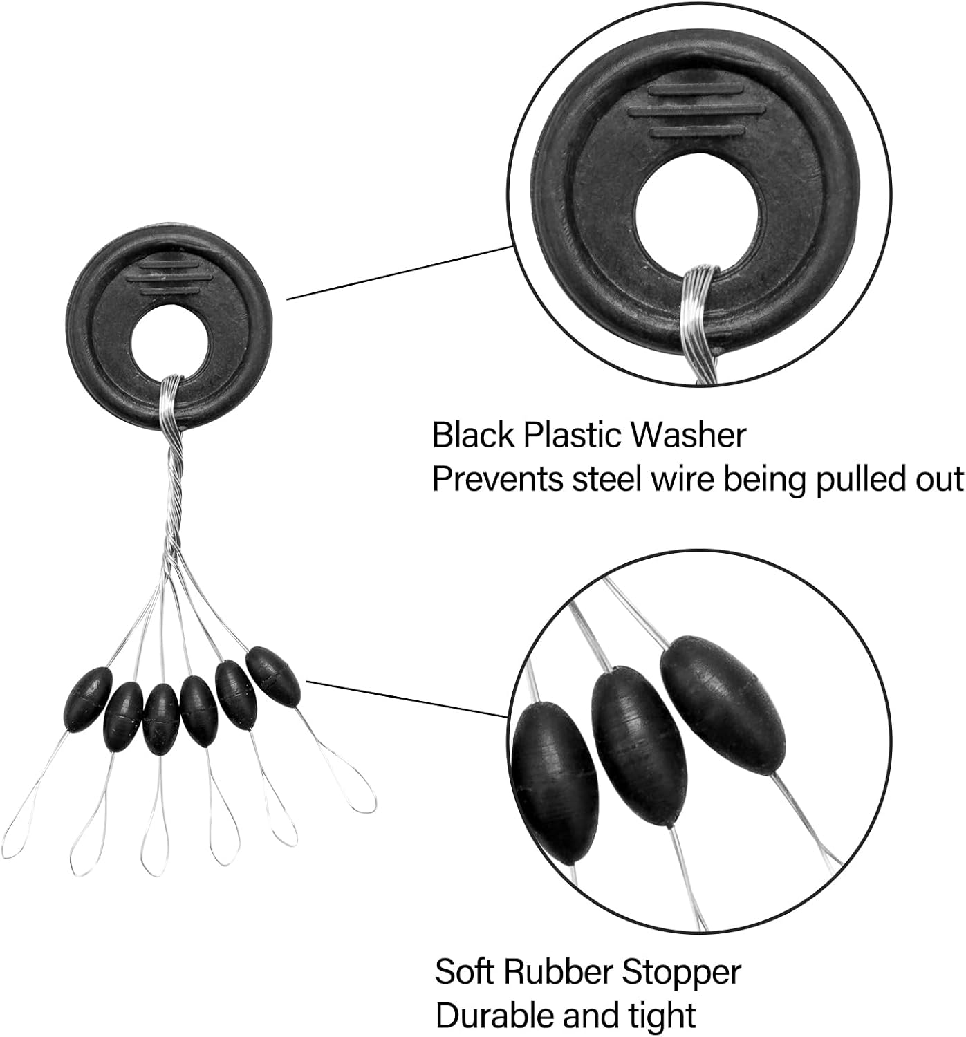 100 Sets Fishing Bobber Stops, Rubber Line Stopper Beads for Slip Bobber Rigs, Float and Sinker Fishing Tackle