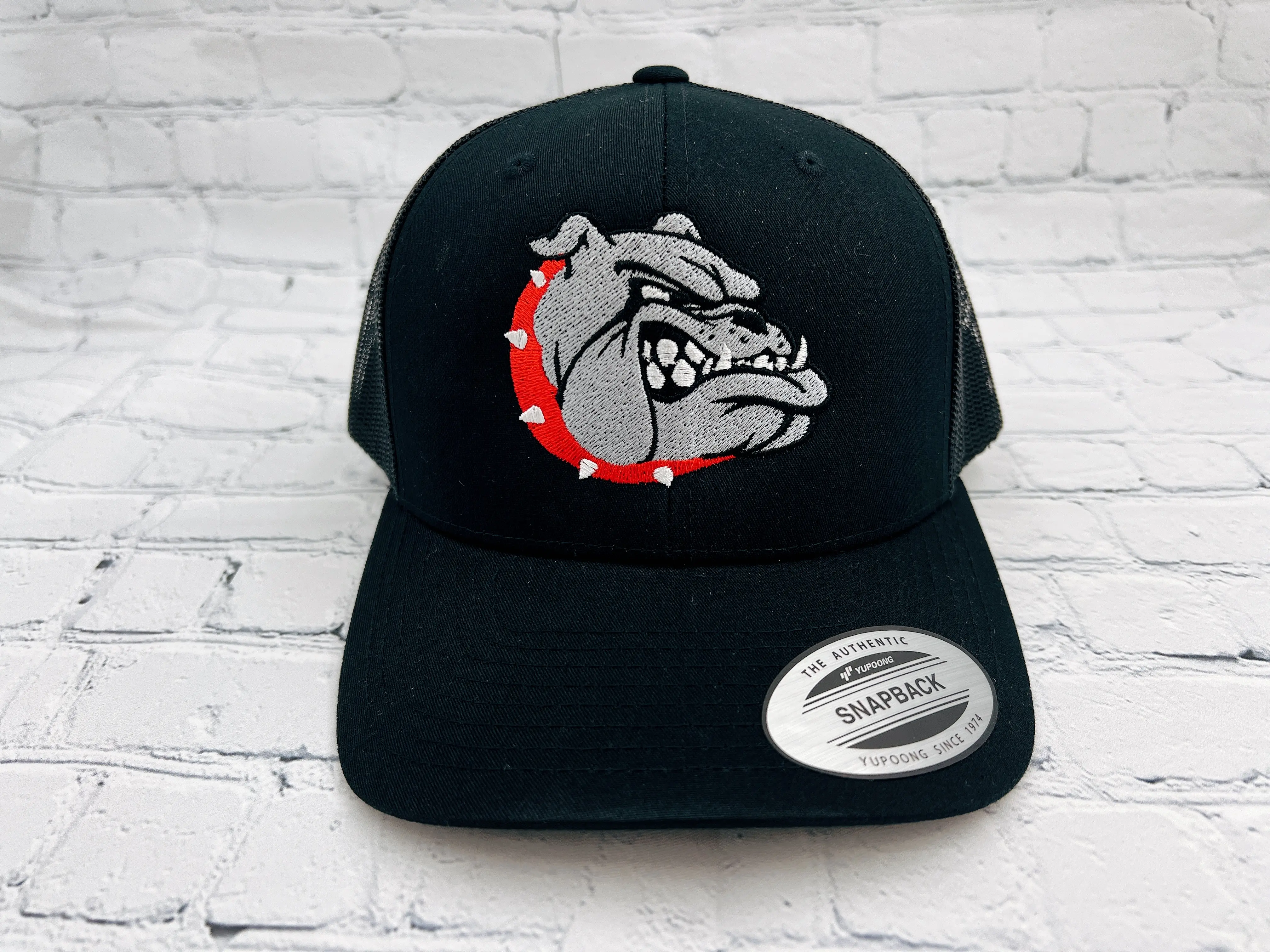 Bulldog Embroidered Hat, Fitted Snapback, Baseball Cap, Trucker, Multiple color