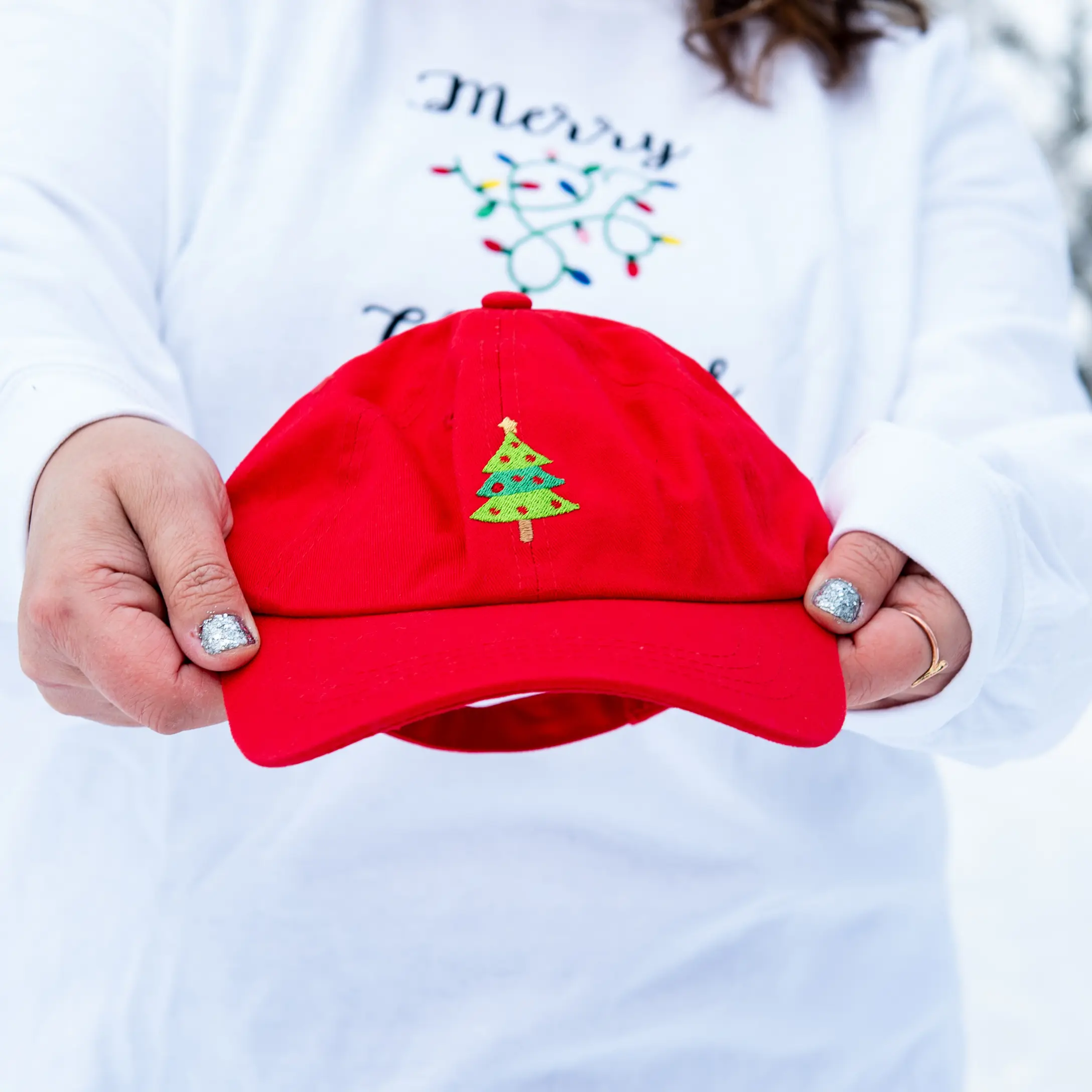 Christmas Tree  Baseball Hat Embroidered Baseball Hat for Christmas Lovers