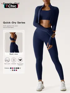 Women's Solid Criss Cross Crop Tank Top & High Waist Leggings & Zip Up Crop Jacket Set, Breathable Comfy Fitness Outfits for Yoga Gym Running, Activewear, Tracksuit Set