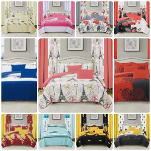 Valencia Complete Bedroom Makeover Quilt Curtain Sheet 10Pc Set King Queen Spring Eiffel Tower Design 1 Quilt 2 Pillowcases 2 Fitted Sheets 4 Curtains
