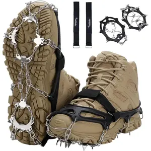 Upgraded 19 Spikes Ice Snow Grips Traction Cleats System Safe Protect for Walking Jogging or Hiking on Snow and Ice