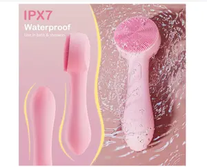 Facial Cleansing Brush Silicone Face Scrubber Waterproof Rechargeable Exfoliator Massage Device for Men & Women, Deep Pore Cleansing, Exfoliating, Removing Blackhead Electric Face Scrub Brush (Pink)