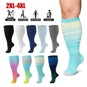 4 Pairs Plus Size Compression Socks for Wide Calf for Women & Men, Extra Wide Calf Knee High Support Socks,Compression Socks for  Wide Calf for Pain Relief Circulation outdoorfun
