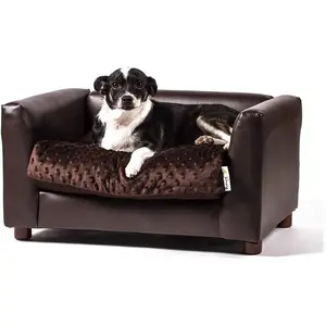 Fluffy Deluxe Pet Bed Sofa Chocolate Small