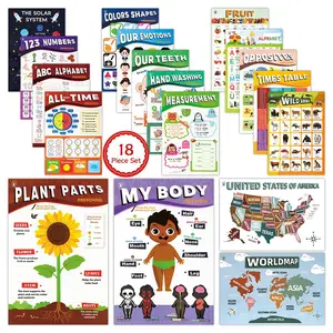 DeerSen 2026 New Release 18 Educational Posters for Toddlers 1-3 & Children 4-7 Classroom Home Learning Shapes Colors Numbers Alphabet Fun Bright Designs
