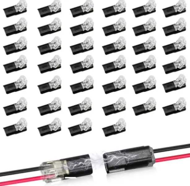 Double-Wire Plug-in Connector Led Light Strip Connectors 2 Pin, Low Voltage Wire Connector with Locking Buckle, Fast Connect Plugs Led Connectors for Strip Lights，Lead strip automotive wiring electricity Power Distribution Secure,Diy-YY