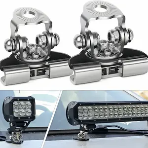 Universal Car Engine Hood Edge Bracket Mount, Heavy-Duty No-Drill Easy-Install Hood Clamp, LED Light Bar/Spotlight Holder, Motorcycle Accessories for Off-Road Trucks, SUVs