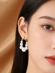 French Vintage Pearl Earrings, Pearls Beaded, High-Quality Elegant Jewelry, Perfect for Parties and Events, Women's Fashion Accessories