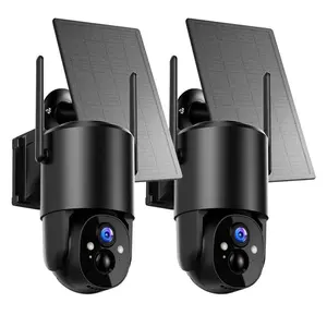 Security Cameras Wireless Outdoor with Solar Panels for Enhanced Surveillance WiFi PTZ 360° CCTV Cam System with Floodlight & Color Night Vision PIR Sensor