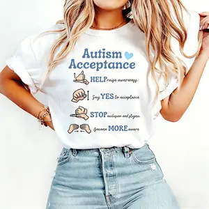 White Autism Awareness Shirt, Autism Acceptance Graphic Tee, SPED Teacher Gift T-shirt, Autism Support Shirt, April Autism Month Tee