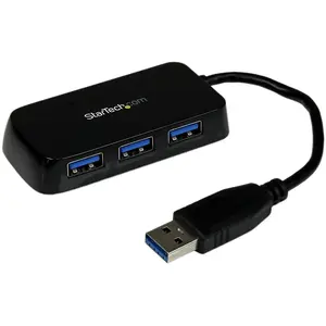 StarTech.com 4-Port USB 3.0 SuperSpeed Hub - Portable Mini Multiport USB Travel Dock - USB Extender Black for Business PC/Mac, laptops