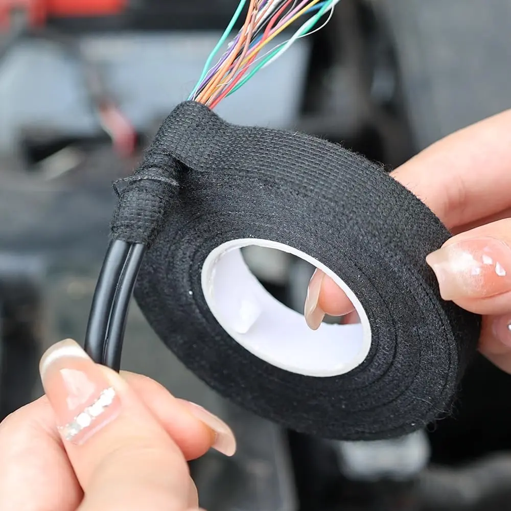 Heat-Resistant Adhesive Cloth Tape, High Temperature Resistant, Insulation Tape, Wire Harness Tape, 2 Count Multifunctional Cable Car Harness Wiring Loom Tape, Suitable for Electrician, Contractor, Workshop, Hotel