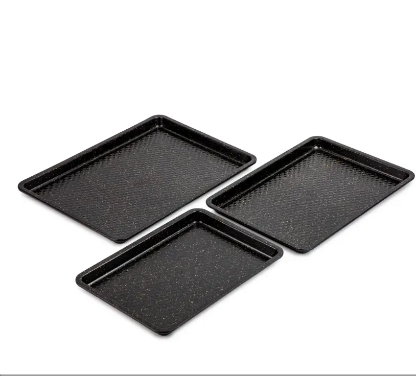 Nonstick Sheet Pan 3-Piece Set, Black - Perfect for Baking and Cooking - Cookware Bakeware Oven