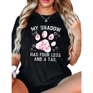 100% Cotton My Shadow Has Four Legs And A Tail T-Shirt Women Men Outdoor Casual Short Sleeve Comfortable And Versatile