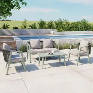SAVEYOUR U_STYLE Outdoor Seating Set with Durable Iron Frame & Comfortable Cushions for Lawn Poolside Backyard Garden Easy Assembly & Versatile Design