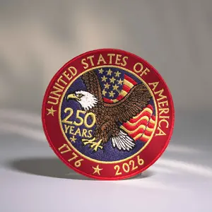 4 inch United States Of America 250th Patches Full Embroidered, Sew on Iron on Hook & Look (Velcro) Backing Style, America 1776–2026 Anniversary Patch, Flag Patches, Patriotic Patches, Liberty Bell & Flag
