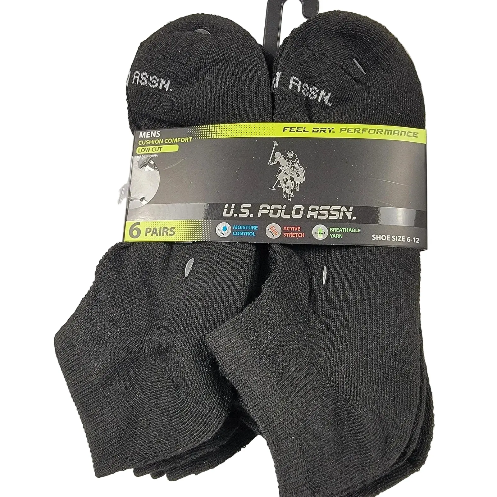 US Polo Assocation Black Mens Low Cut Socks Shoe Sz 612 NWT