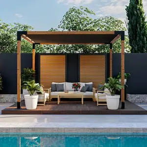 Ruito 4''x4'' Pergola Bracket Kit,  Woodworks DIY  Pergola Kit with Gazebo Brackets –   Patio Pergolas Log Cabin，Wooden Beams for Outdoor Environment Enhancements