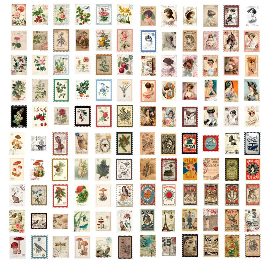240PCS Vintage Postage Stamp Stickers Stamping Stickers Garden ...