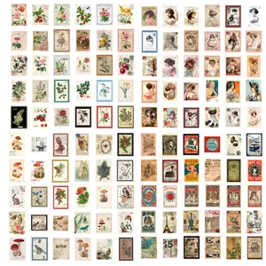 240PCS Vintage Postage Stamp Stickers Stamping Stickers Garden Butterfly Plants DIY Handbook Stickers for DIY Crafts Journal Album Scrapbook