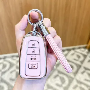 ACEBOY for Toyota Key Fob Cover - Soft TPU Case Compatible with 2018-2024 RAV4 Camry Avalon Corolla Highlander C-HR Prius Corolla GT86 with Keychain
