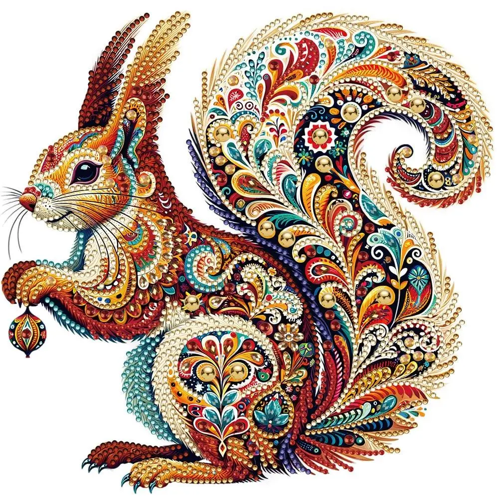 Squirrel Pattern DIY Diamond Arts Colorful Painting Kit without Frame, DIY 5D Irregular Diamond Arts Colorful Painting Kit, Wall Art Decor for Home, Diamond Painting Kits