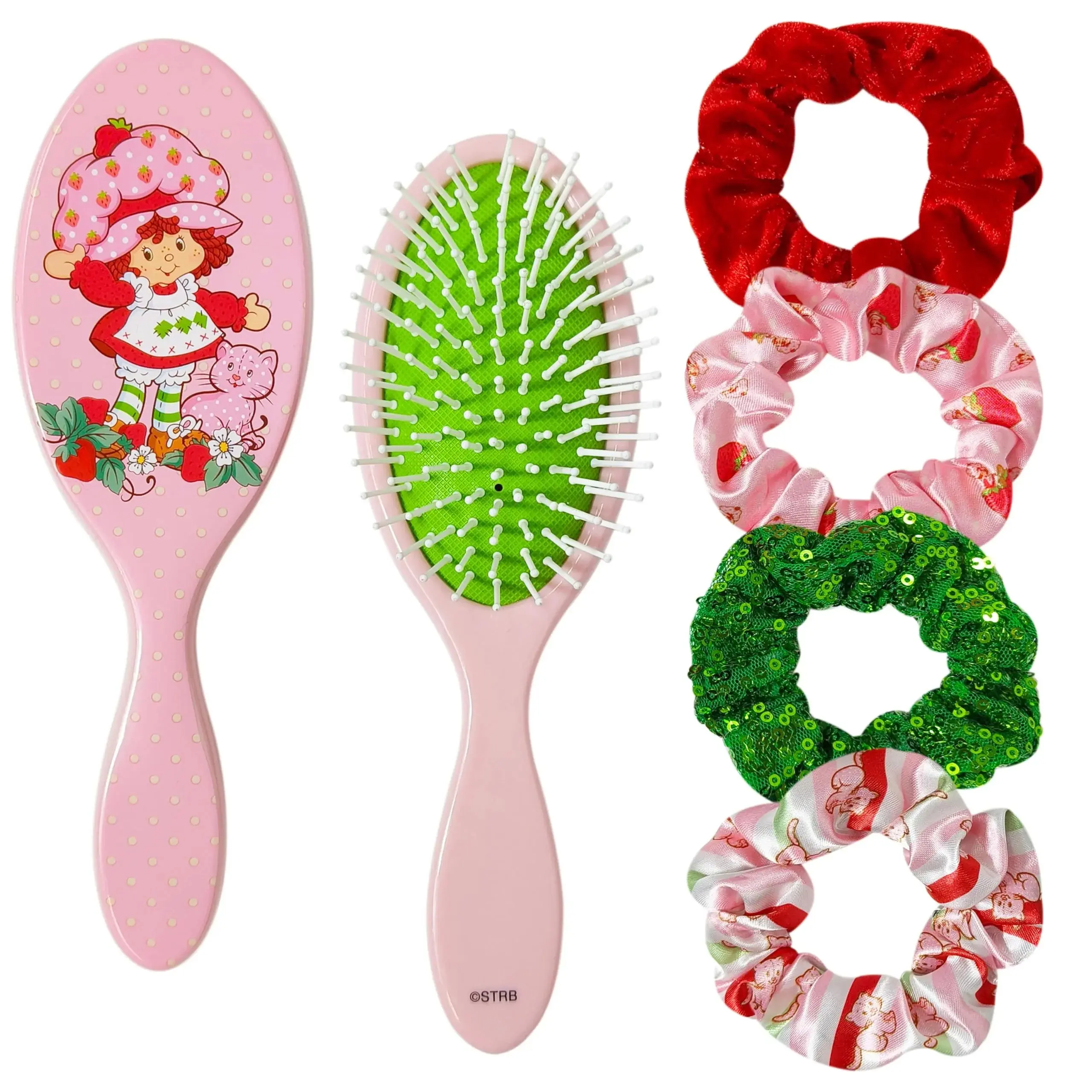 Kids' 5-Piece Durable Collectible Hair Accessory Set - Cute Strawberry Character for Fashionable Styling, Includes Children's Hair Tie/Ribbon/Scrunchie, Easy Returns, Strawberry Shortcake