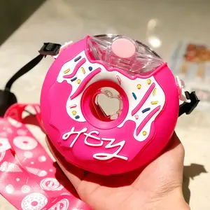 Cute Donut Ice Cream Water Bottle With Straw