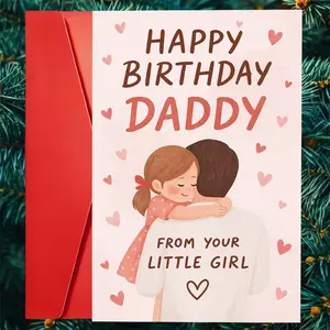 Daughter Sent Dad Birthday Card, Heart Pattern Expresses Love & Gratitude, Perfect Fit for Father's Day Celebration