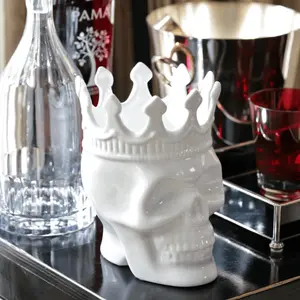 White Louise Skull Candle - Luxury Ceramic Perfumed Candle
