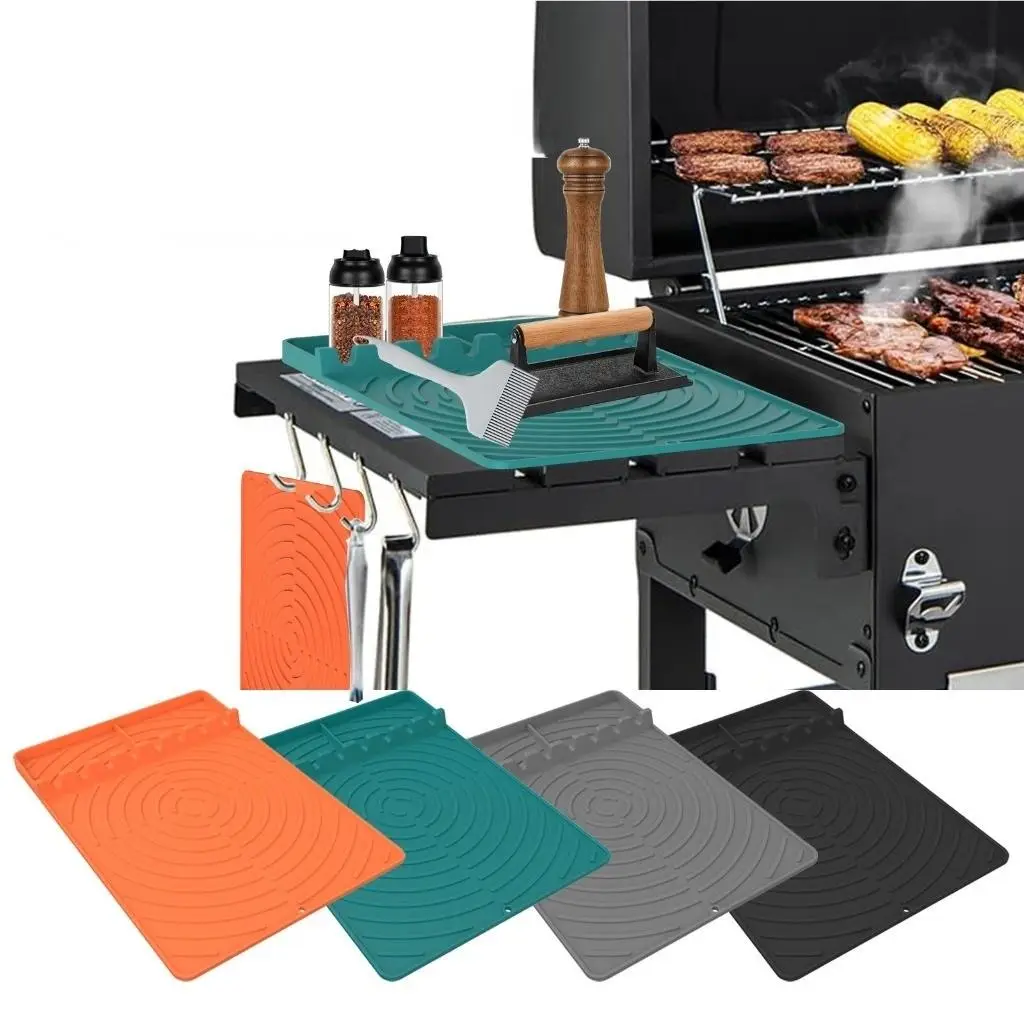 Silicone Griddle Tool, 1 Count Large Silicone Spatula Grill Mat with Drip Pad for Kitchen, Cooking, Countertop, Bbq Grill, Travel Accessories, Barbecu