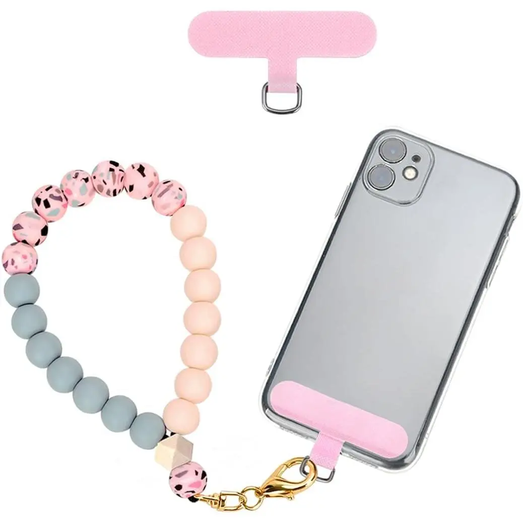 Beaded Smartphone Wrist Strap - Synthetic Mobile Phone Accessory with Tether Tab, Secure Buckle, Hands-Free Wristlet Chain Bracelet, Fits iPhone 11/12/13/14/15 Pro Max, Accessories