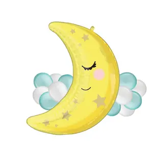 Crescent Moon Foil Super Shape Balloon with Latex Accents