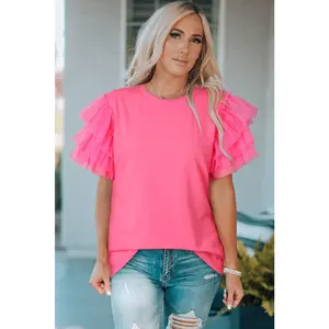 Pink Layered Ruffle Top