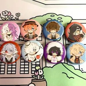 BSD  Pin Buttons – Collectible Button Pins Featuring Iconic Characters From Bungou Stray Dogs! Perfect For Anime Fans, Bags, Jackets, And More!