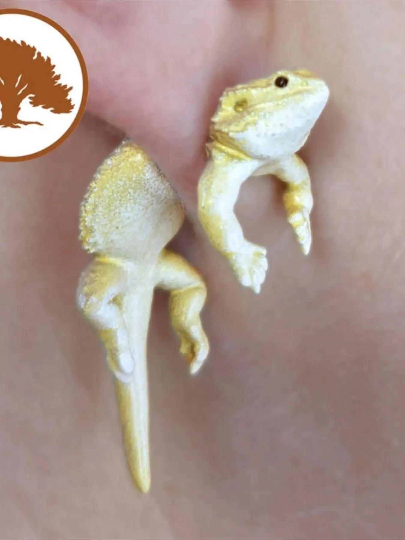 2PCS Unique Hand Painted Bearded Dragon Earrings Ear Studs for Women Men Girls Halloween Party Jewelry Christmas Day Gifts Daily Vacation Gift From A Best Friend Music Festival