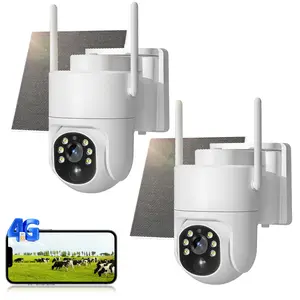 4G LTE Cellular Security Camera No WiFi &wifi Solar Powered Auto Tracking Color Night Vision Motion Detection 2 Way Audio Built in SIM Card Support Verizon AT&T T-Mobile Wireless Monitor Monitoring Rechargeable