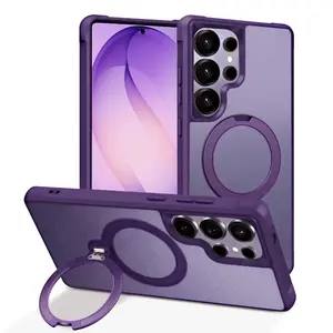 Galaxy Phone Case With Magnetic Matte Stand for Samsung S26 S25 S24 Ultra Built-in Kickstand Shockproof Slim Protective Cover