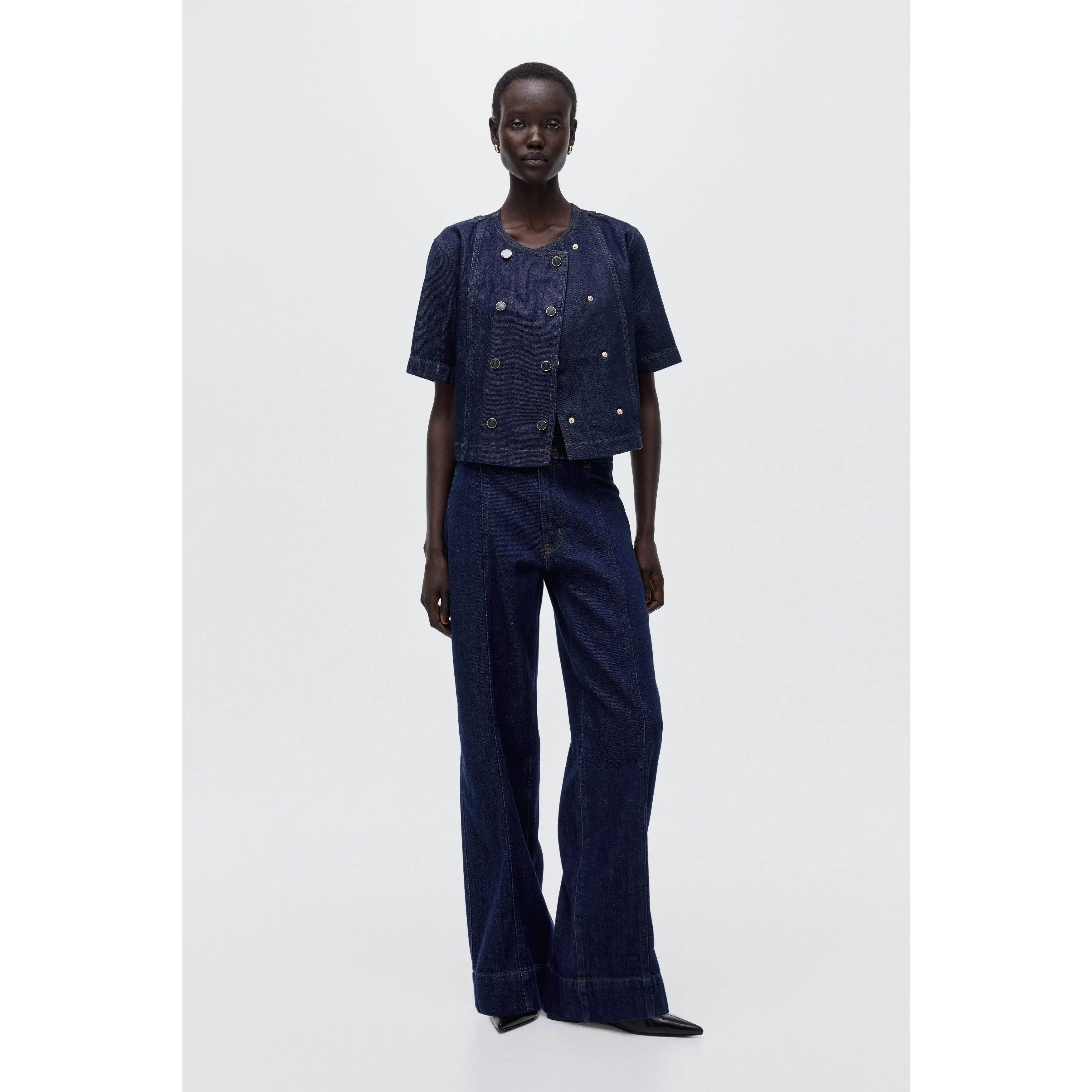 H&M Double-breasted denim shirt