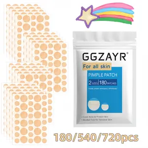 180/540/720pcs Deep-Cleansing Hydrocolloid Acne Patches Set, Acne Pimple Patch, Invisible Spot Cover Stickers with Salicylic Acid, Tea Tree & Calendula Extracts, Mixed Sizes, Suitable for All Skin Types, Breathable & Ultra-Thin, Day & Night Use