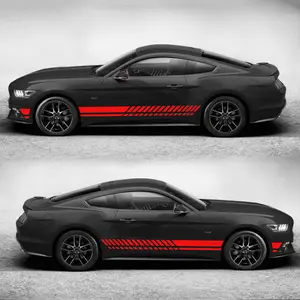 2 PCS/SHEET Automotive Side Skirt Striped Universal Body Whole Vehicle Stickers, Ruffled Racing Car Sticker, Vehicle Body Sticker for Modification, Vinyl Body Sticker