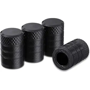 Tire Valve Stem Caps Black 4 pcs Pack Anodized Aluminum Corrosion Resistant Universal Covers for Cars Trucks Motorcycles SUVs and Bikes