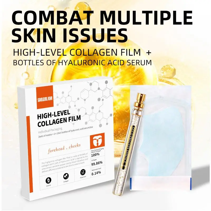 Night collagen dissolving mask, Deep collagen Instant energy boosting mask, Korea Technology soluble high purity collagen film and essence set, facial collagen moisturizing mask to prevent fine lines and protect skin, anti-aging mask